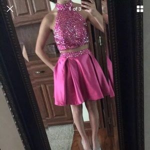 Pink two piece homecoming dress